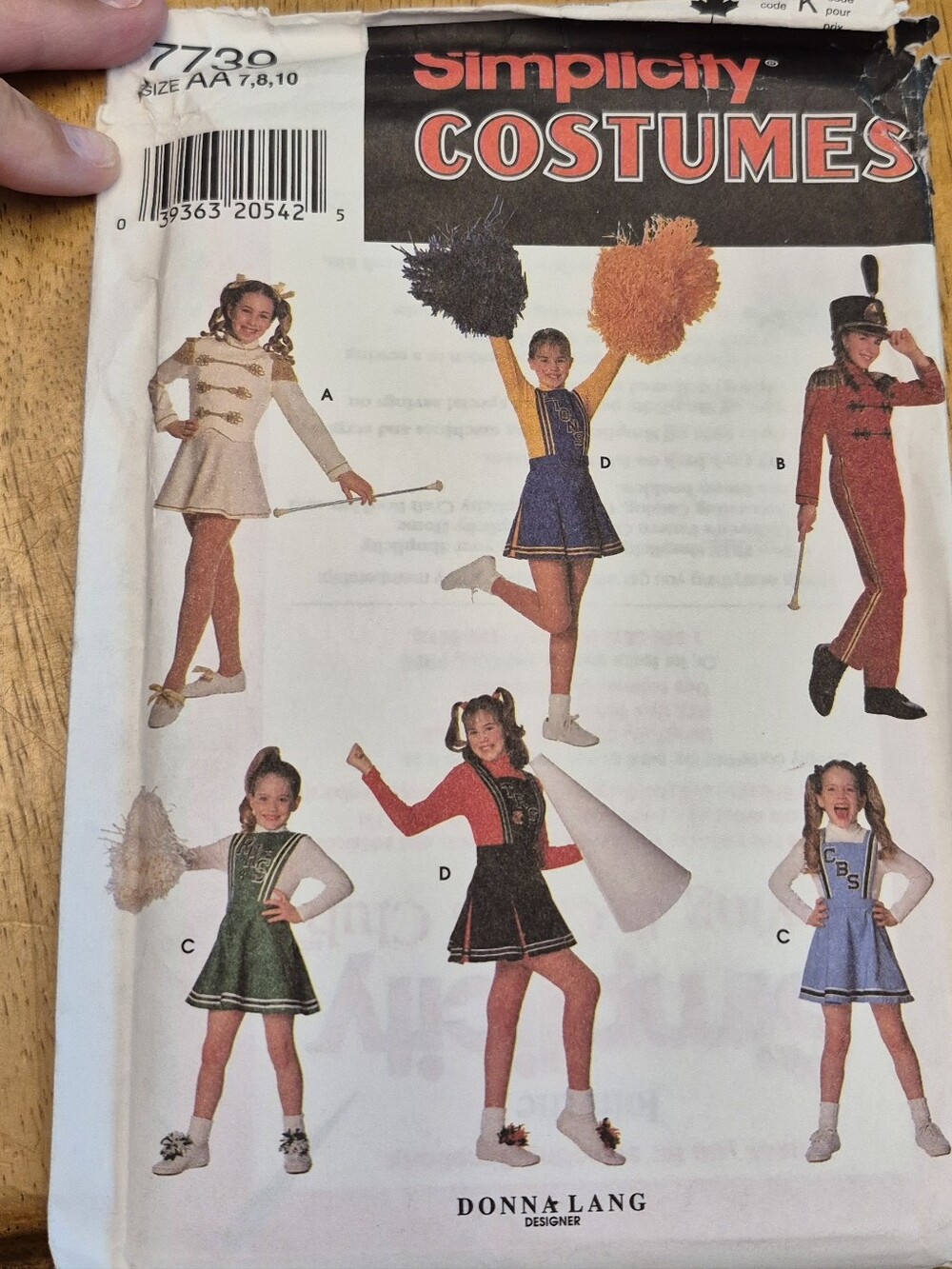 Simplicity 7739 Sewing Pattern Cheerleader Majorette Costumes Girls Sz 7, 8, 10